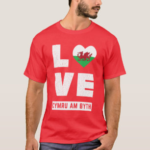 Camiseta Amor Cymru Am por la bandera de Gales Raíces gales