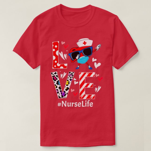 Camiseta Amor Dabbing Enfermería Corazón Enfermera Vida Val (Diseño del anverso)