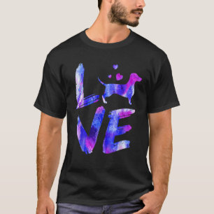 Camiseta Amor Daschund Doxie Weiner Watercolor Azul Perro M