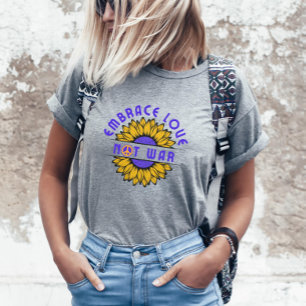 Camiseta Amor De Abrazo No Guerra Vintage Sunflower Hermoso