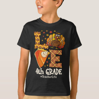 Camiseta Amor de Acción de Gracias Maestro de 4to Grado Pav