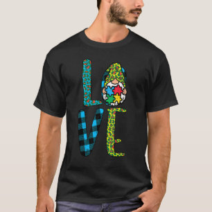 Camiseta Amor de Cuadro de Leopardo Gnomo Nórdico Puzzle Au