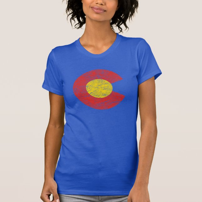 Camiseta Amor de Denver del Grunge de la bandera del estado (Anverso)