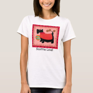 Camiseta Amor de encargo negro del escocés del coral rojo