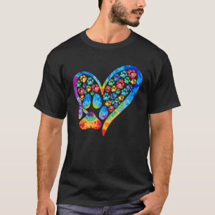 Camiseta Amor de Estampado de Corbata Huella de Pata de Per