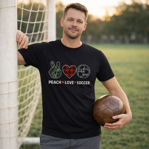Camiseta Amor de Fútbol de Melocotón Cuadros de Camuflaje