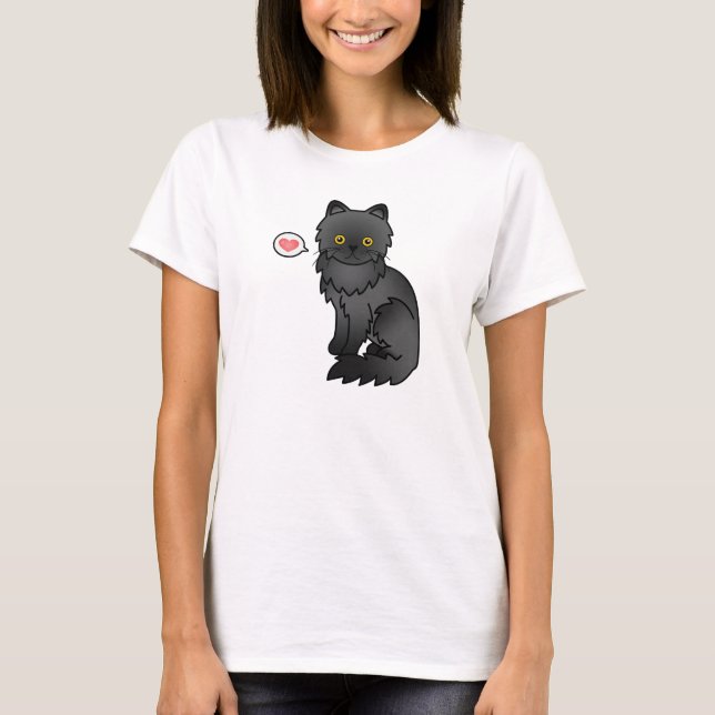 Camiseta Amor de gato persa negro (Anverso)