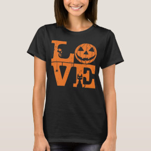 Camiseta Amor de Halloween Calabaza Gato Espeluznante Gráfi