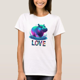 Camiseta Amor de Hipopótamo Neon Cool