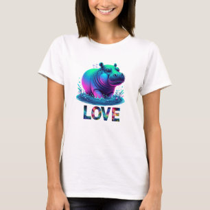 Camiseta Amor de Hipopótamo Neon Cool