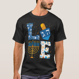 Camiseta Amor de Janucá con Menorá para Navidad Judía