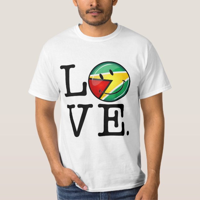 Camiseta Amor de la bandera guyanesa sonriente de Guyana (Anverso)
