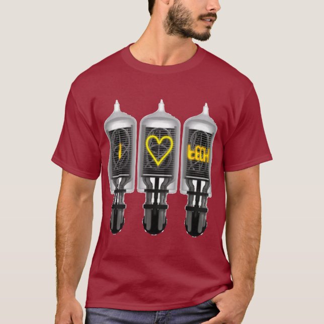 Camiseta Amor de la tecnología del tubo de Nixie (Anverso)