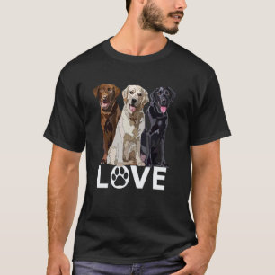 Camiseta Amor de Labrador Retriever Negro Amarillo Chocolat