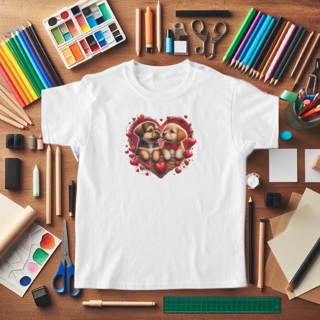 Camiseta Amor de los títeres para San Valentín (This is a sweet Valentine's Day tee shirt for your girl. Puppy love.)