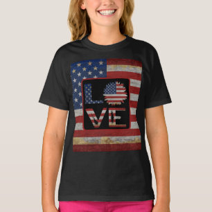 CAMISETA AMOR DE MODA BANDERA AMERICANA DISTRESSED BANDERA