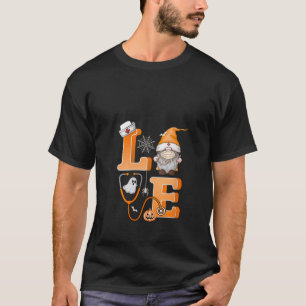 Camiseta Amor de Mujer Enfermera Calabaza Gnome Halloween O