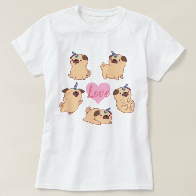 Camiseta Amor de pug (Diseño del anverso)