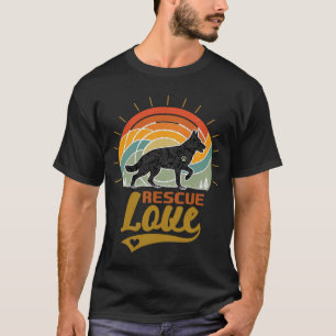 Camiseta Amor de rescate perro árboles del atardecer retro