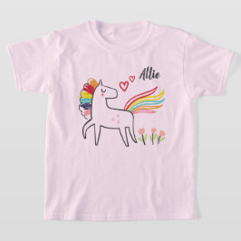 Camiseta Amor de Unicornio de Arcoíris Nombre Personalizado