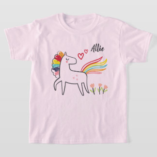 Camiseta Amor de Unicornio de Arcoíris Nombre Personalizado