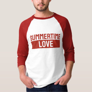 Camiseta Amor de Verano Minimalista Moderno Plano Rojo Blan