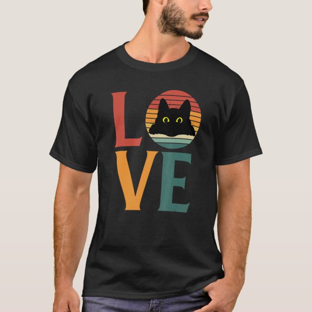 Camiseta Amor del gato negro retro (Anverso)