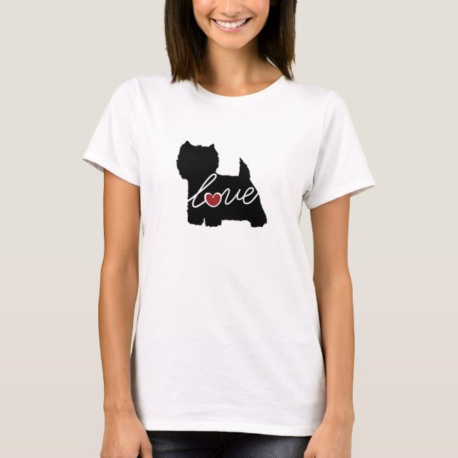 Camiseta Amor del oeste de Terrier de la montaña (Westie) (Anverso)