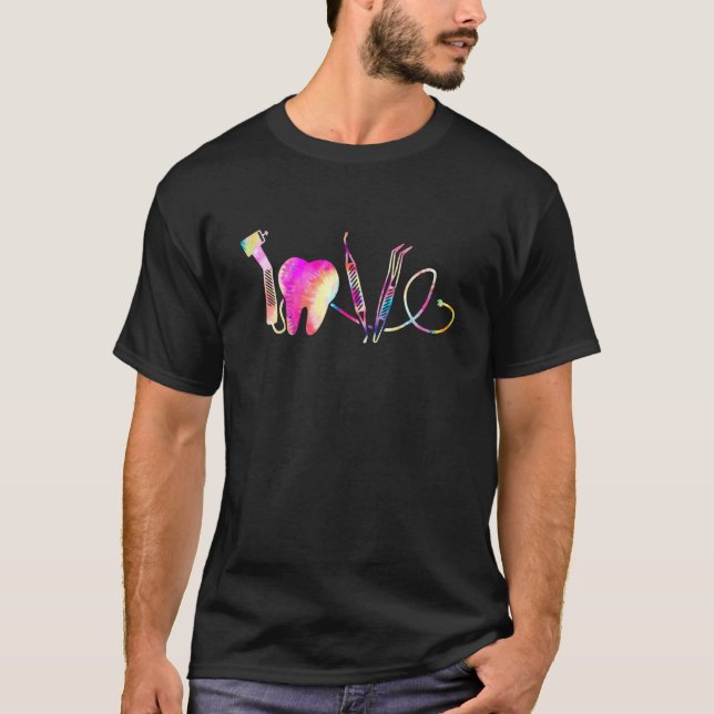 Camiseta Amor Dentista Dental Higienist Tools Tie Dye Art t (Anverso)