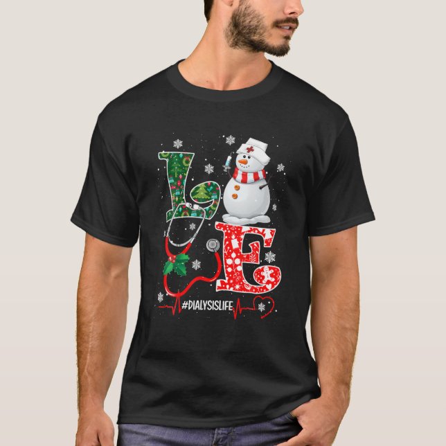 Camiseta Amor Diálisis Enfermera Vida Navidades Snowman (Anverso)