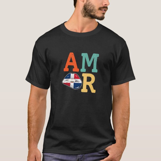 Camiseta Amor Dominican Rep Woman flag lips (Anverso)