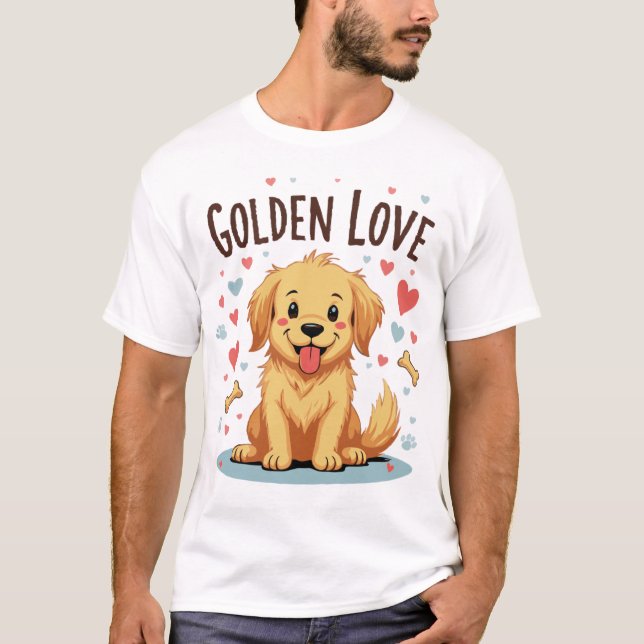 Camiseta Amor dorado - Adorable Golden Retriever (Anverso)