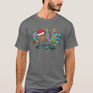 Camiseta AMOR EMT Enfermería de vida Leopard Ornament Navid