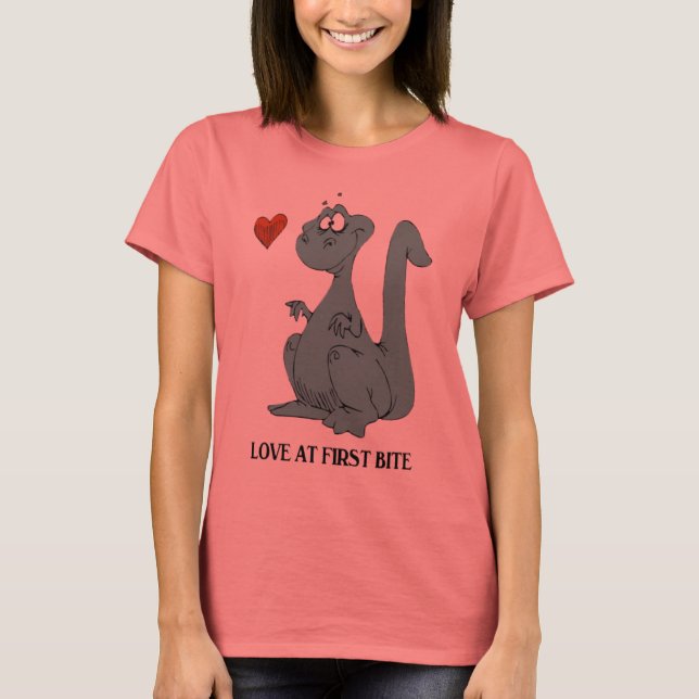 Camiseta Amor En El Primer Dinosaurio Bite (Anverso)
