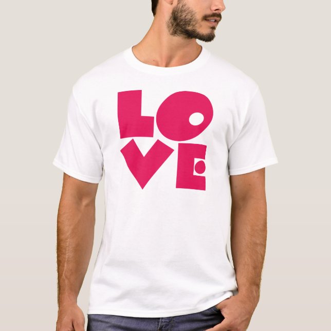 Camiseta AMOR en letras rosadas grandes (Anverso)