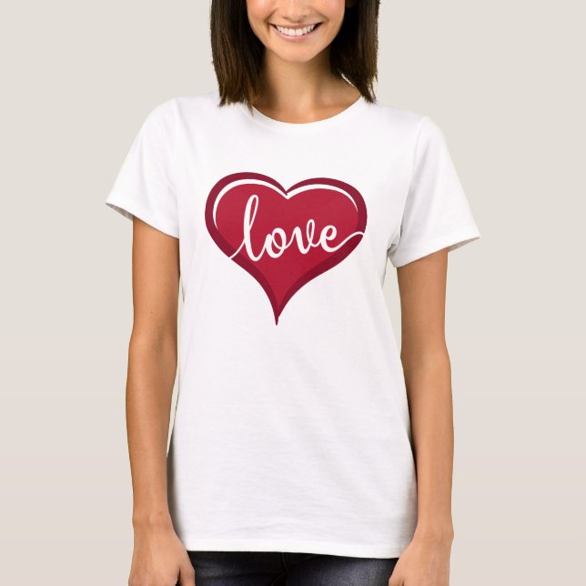 Camiseta amor en valentinas de corazón (Anverso)