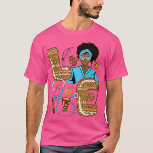Camiseta AMOR Enfermera Enfermería Chica Negro Melanin Negr