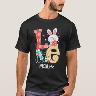Camiseta Amor Enfermera Icu Vida Cute Pascua Bunny Huevos S