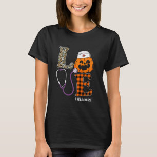 Camiseta Amor Enfermera Neuro Leopardo Calabaza Halloween E