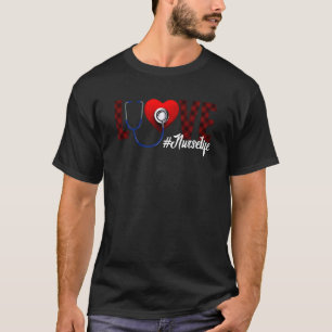 Camiseta Amor Enfermera Vida Búfalo Plaid Cute Enfermería C