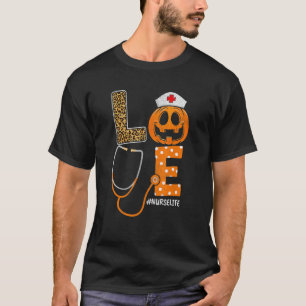Camiseta Amor Enfermera Vida Calabaza Stethoscope Mujeres C