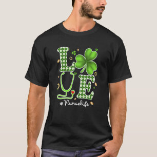 Camiseta Amor Enfermera Vida St Patricks Día Amor Stethosco