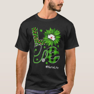 Camiseta Amor Enfermera Vida Stethoscope Leopardo Irlandés