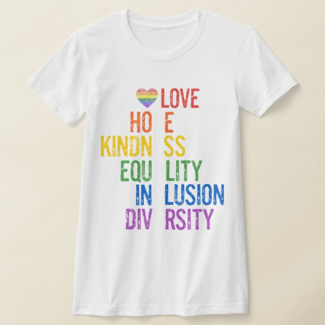 Camiseta Amor Esperanza Amabilidad Igualdad Inclusión Diver (Distribución)