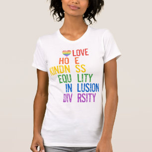 Camiseta Amor Esperanza Amabilidad Igualdad Inclusión Diver