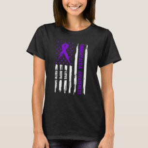 Camiseta Amor Esperanza Fe Bandera Americana Púrpura Fibrom