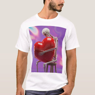 Camiseta Amor Esquelético Romance Gótico Abrazando Corazón