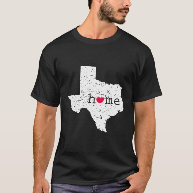 Camiseta Amor Estado De Texas Corazón Hogar Texan Larga Man (Anverso)