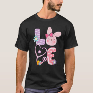 Camiseta Amor Estetoscopio Frotar Vida Enfermera Coneja Día