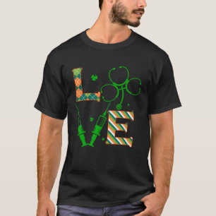 Camiseta Amor Estetoscopio Jeringa Enfermera Vida Día de Sa